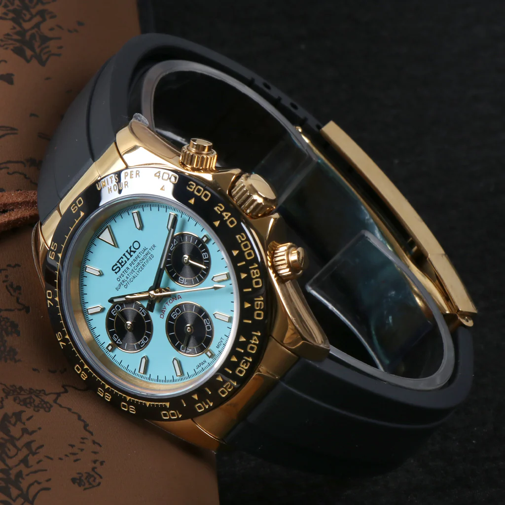 Custom Ice Gold Speed Seiko Mod Watch