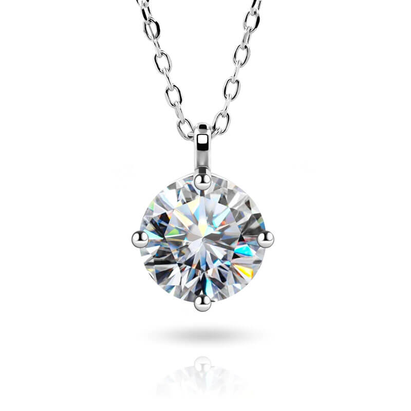 1.0/2.0/3.0ct White Gold Plated Moissanite Pendant - Deluxudor