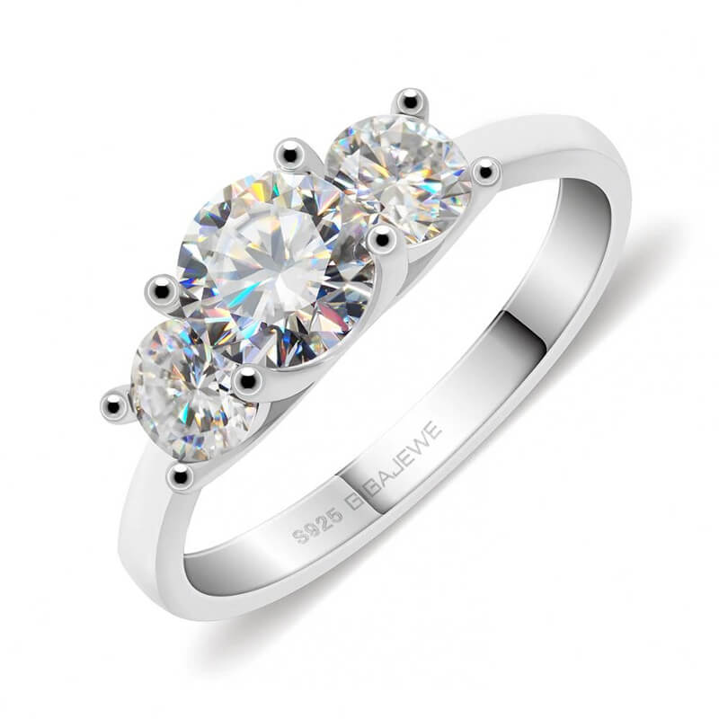 1.2ct 18K White Gold Plated Moissanite Engagement Ring - Deluxudor