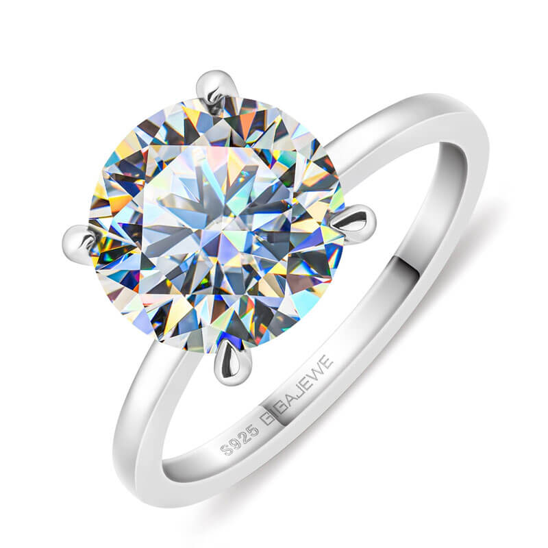 18K White Gold Plated 4.0ct Moissanite Engagement Ring - Deluxudor