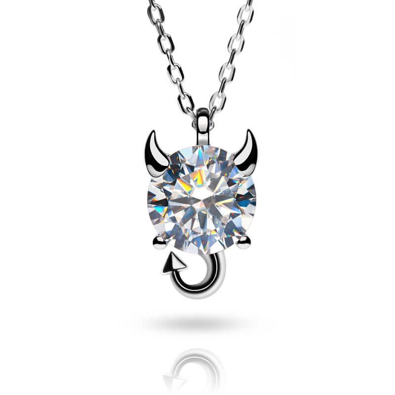 2.0ct Little Devil Moissanite Pendant 18K Gold Plated Plated - Deluxudor