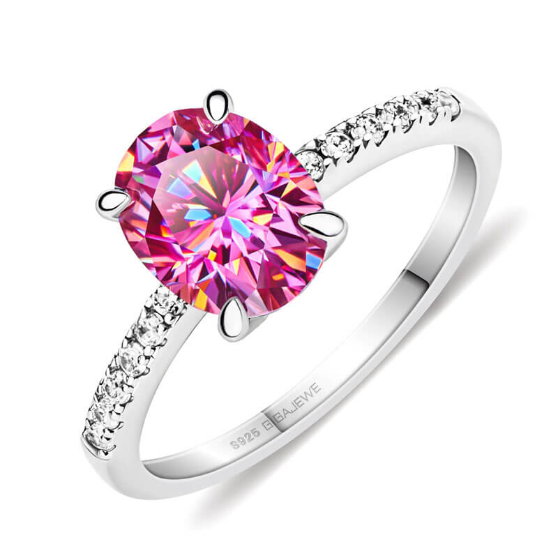 2.0ct Oval Cut Moissanite Ring White Gold Plated - Deluxudor