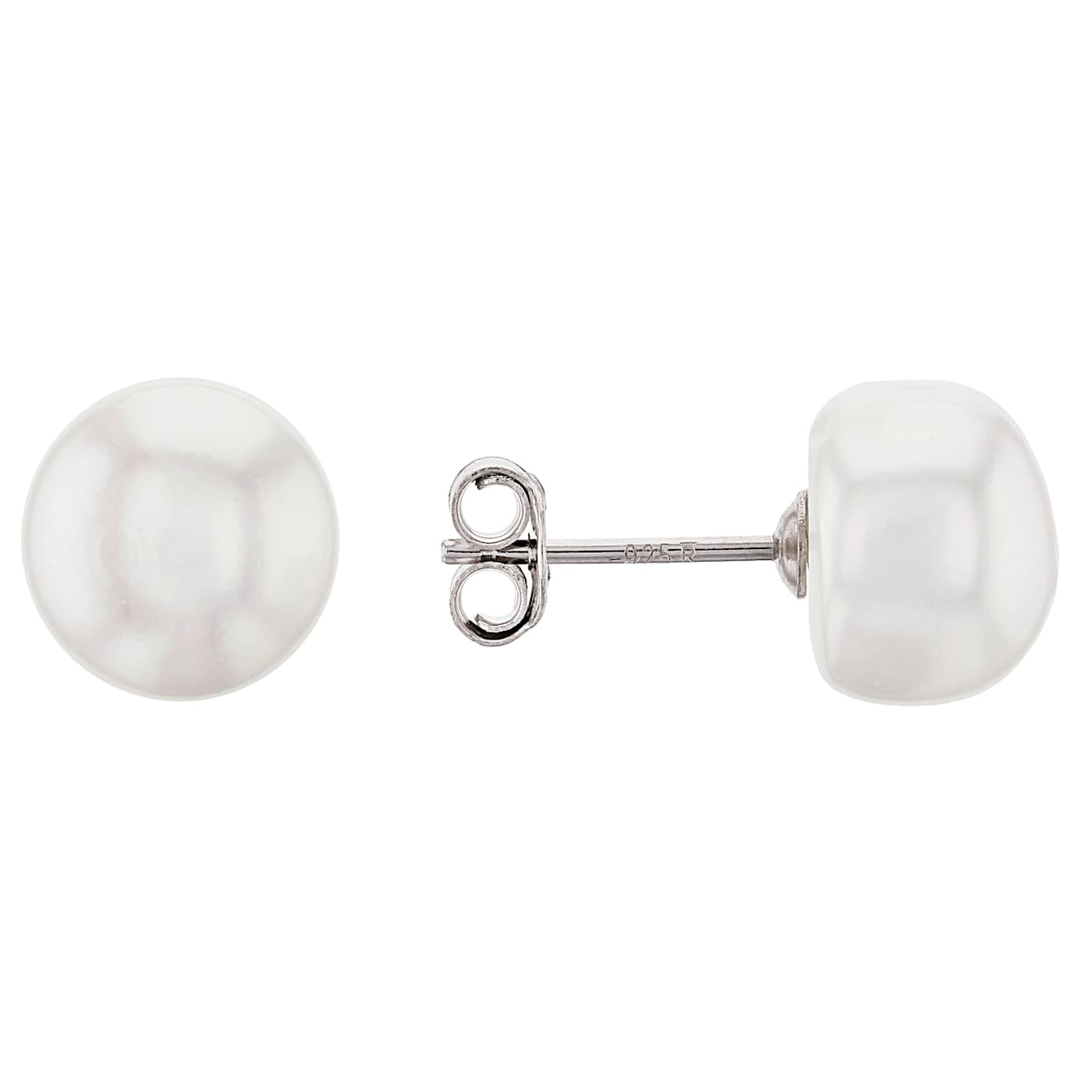 Button Freshwater Pearl Stud Earrings 10mm
