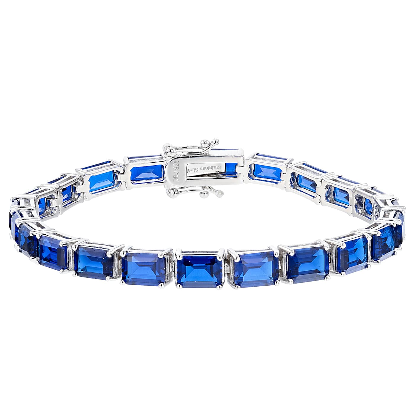 Lab-Created Blue Spinel Tennis Bracelet In Sterling Silver 23.92ctw