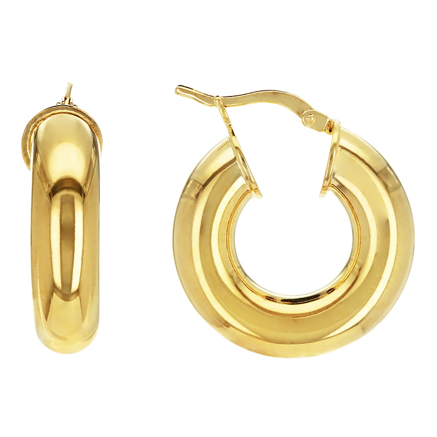 Tube Hoop Earrings In 18K Gold Over Bronze